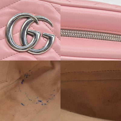 $1950 Gucci Calfskin Matelasse Small GG Marmont Chain Shoulder Bag Wild Rose
