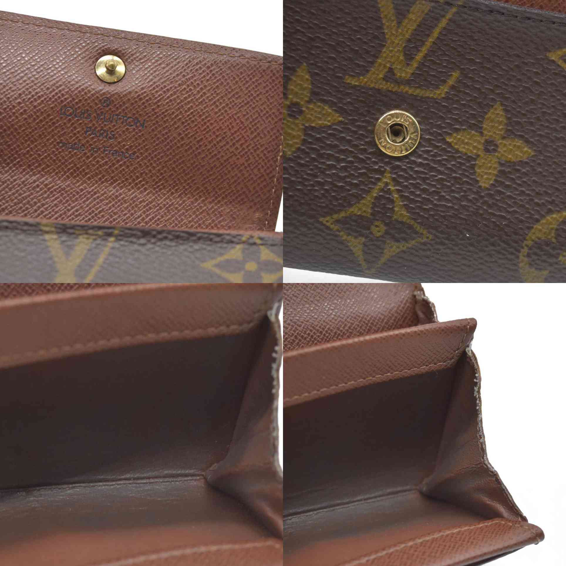 $345 Louis Vuitton Monogram Porte Monnaie Plat Coin Purse Wallet Brown MI0065