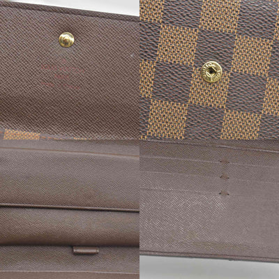$775 2003 Louis Vuitton Damier Ebene Sarah Wallet CONSIGNMENT TH0063