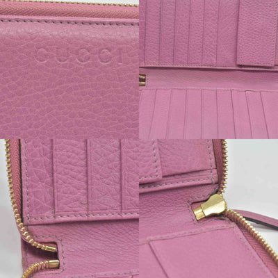 $550 Gucci Dollar Calfskin GG Marmont Zip Around Wallet Perfect Pink