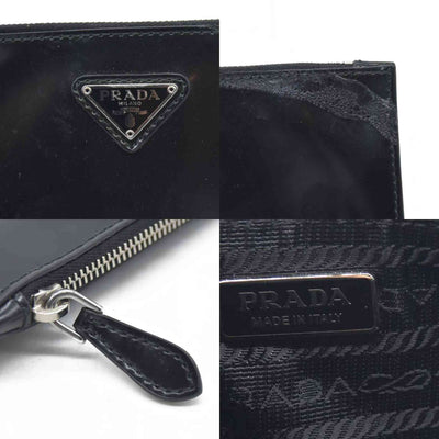 $600 Prada Enameled Metal Zipper Pouch