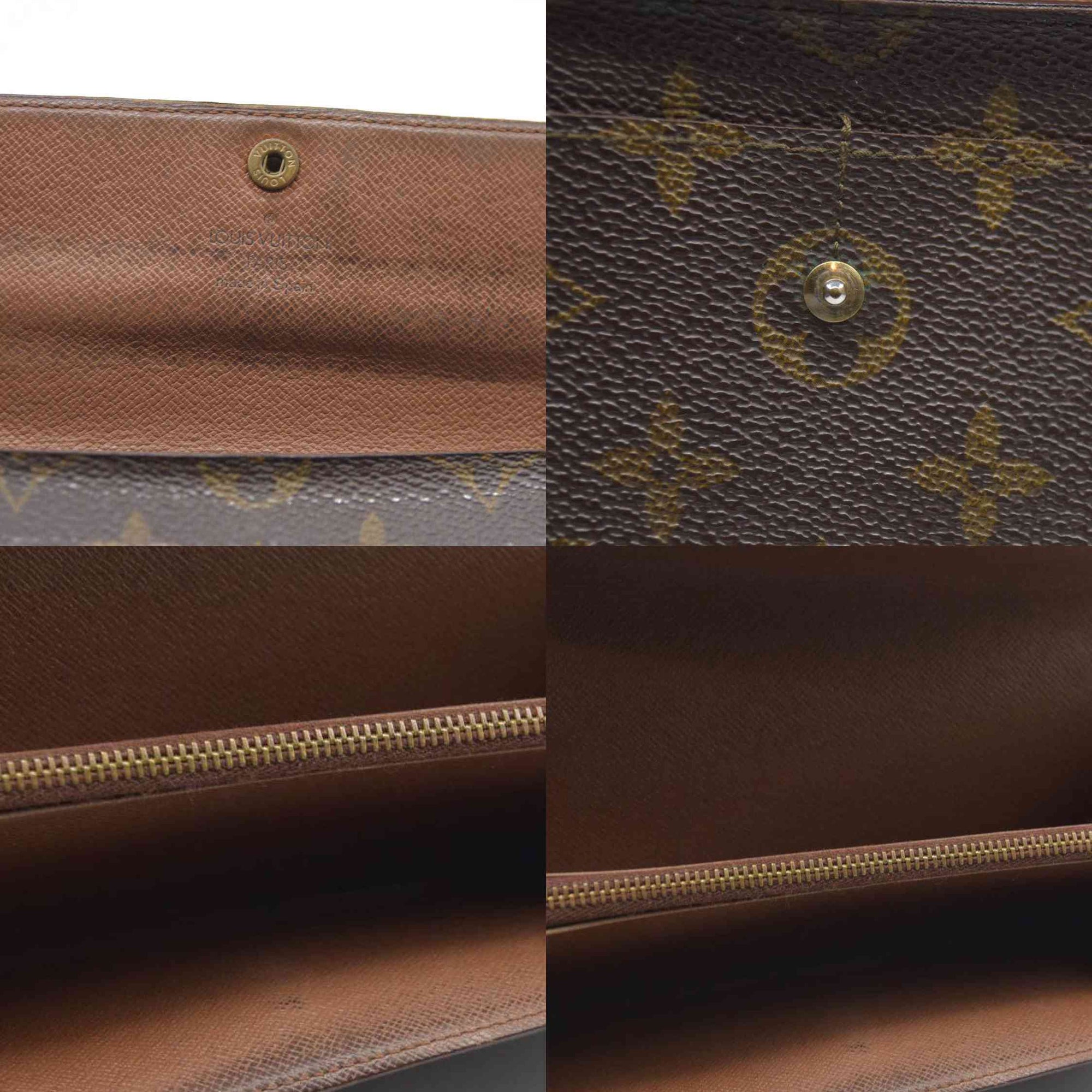 $720 Louis Vuitton Monogram Portefeiulle Sarah Long Bifold Wallet Brown