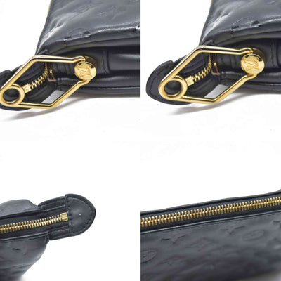 $4950 LOUIS VUITTON  Lambskin Embossed Monogram Coussin PM Black