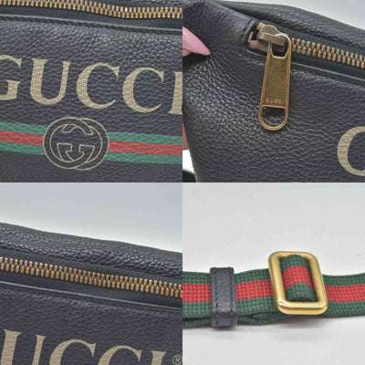 $1290 Gucci Grained Calfskin Small Logo Belt Bag Black
