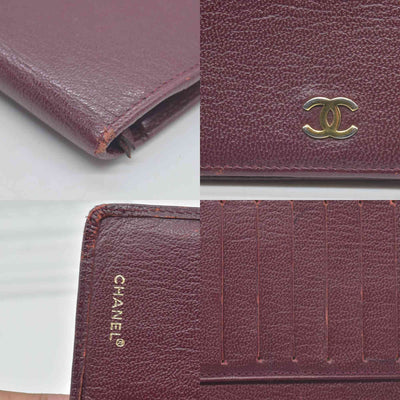 $925 Chanel  Interlocking CC Logo Wallet Burgundy CONSIGNMENT
