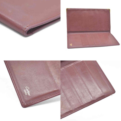 Must de Cartier Leather Long Bifold Wallet Bordeaux