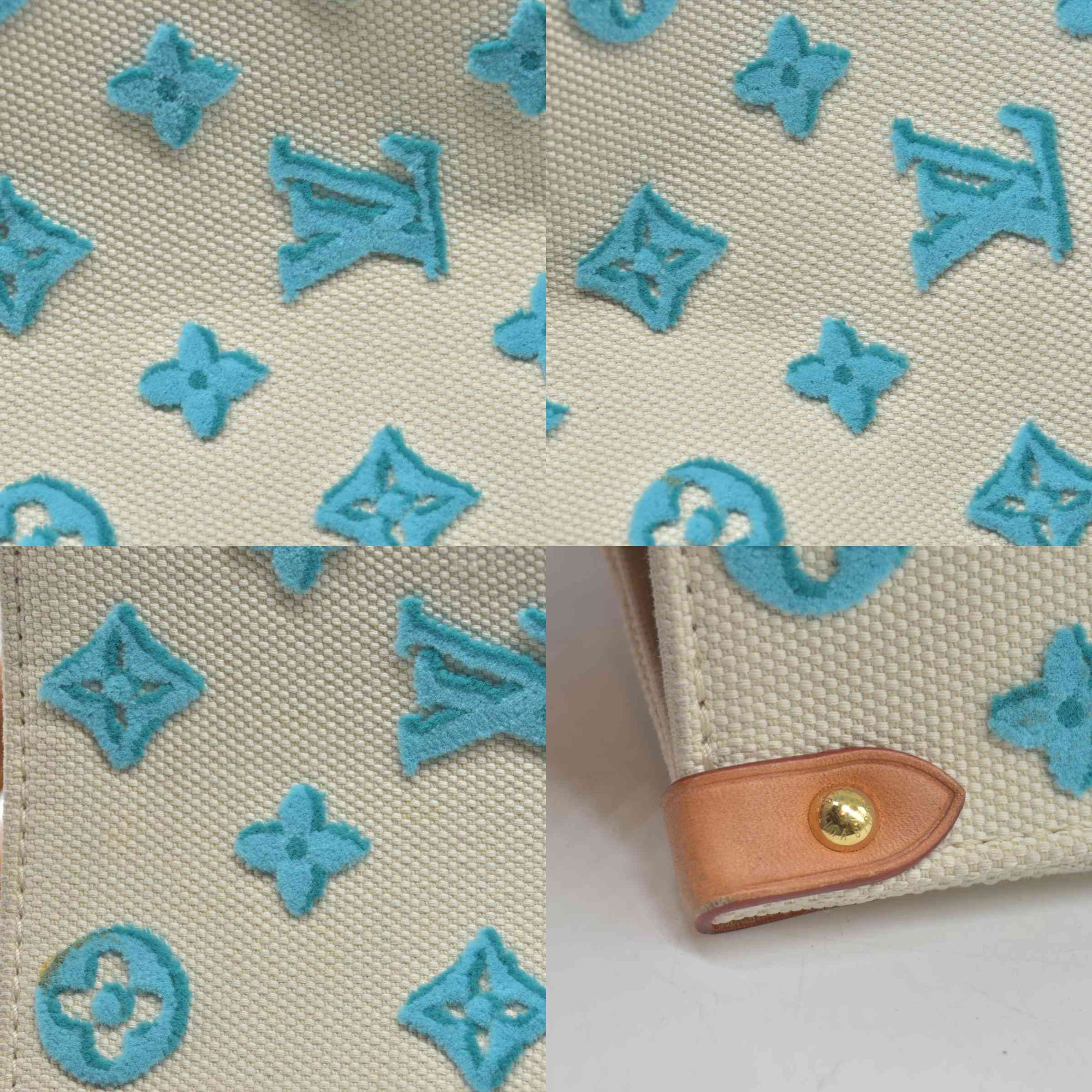$3650 Louis Vuitton On The Go Miami GM Tote Light Beige Multi Jacquard Monogram Gold Hardware