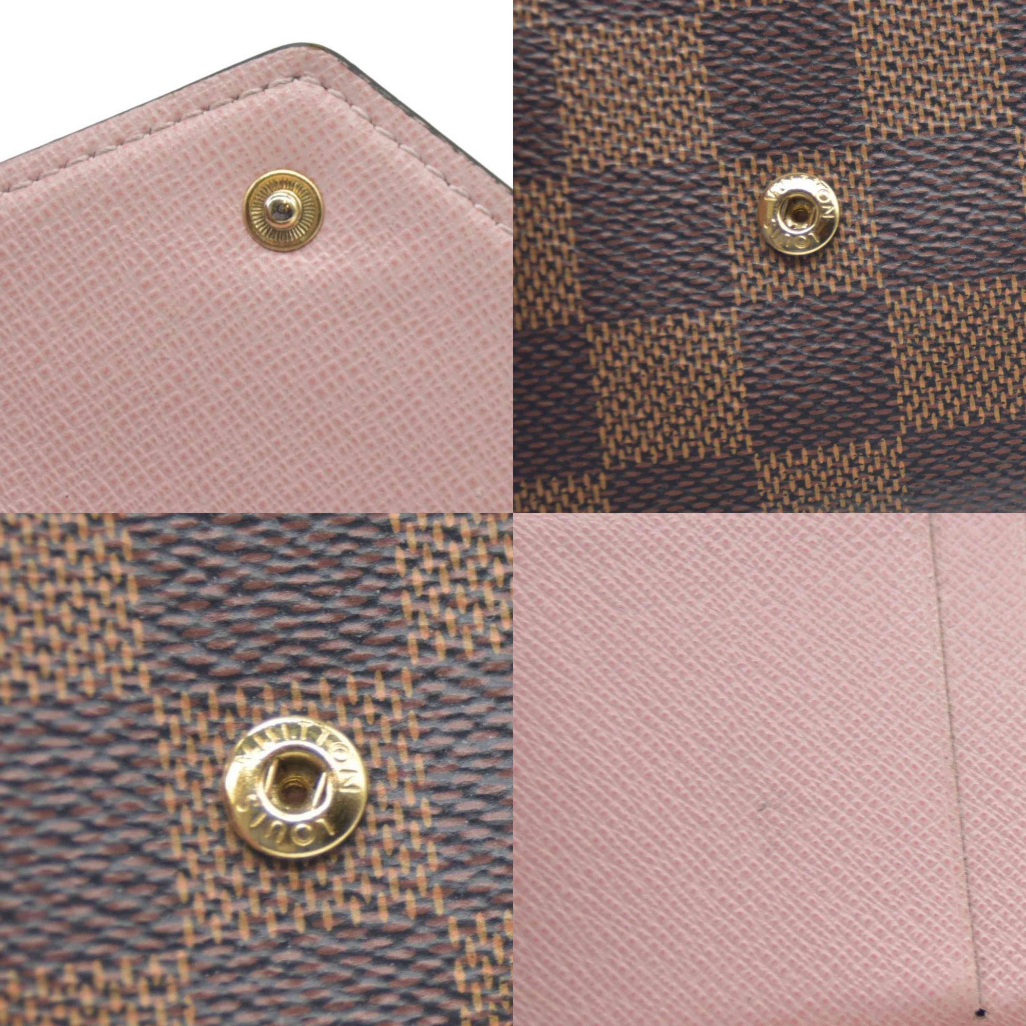 $605 Louis Vuitton Damier Ebene Victorine Wallet Rose Ballerine