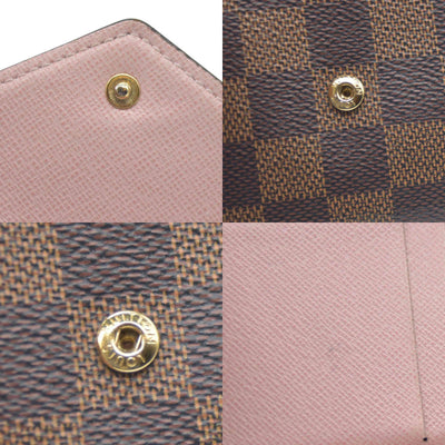 $605 Louis Vuitton Damier Ebene Victorine Wallet Rose Ballerine