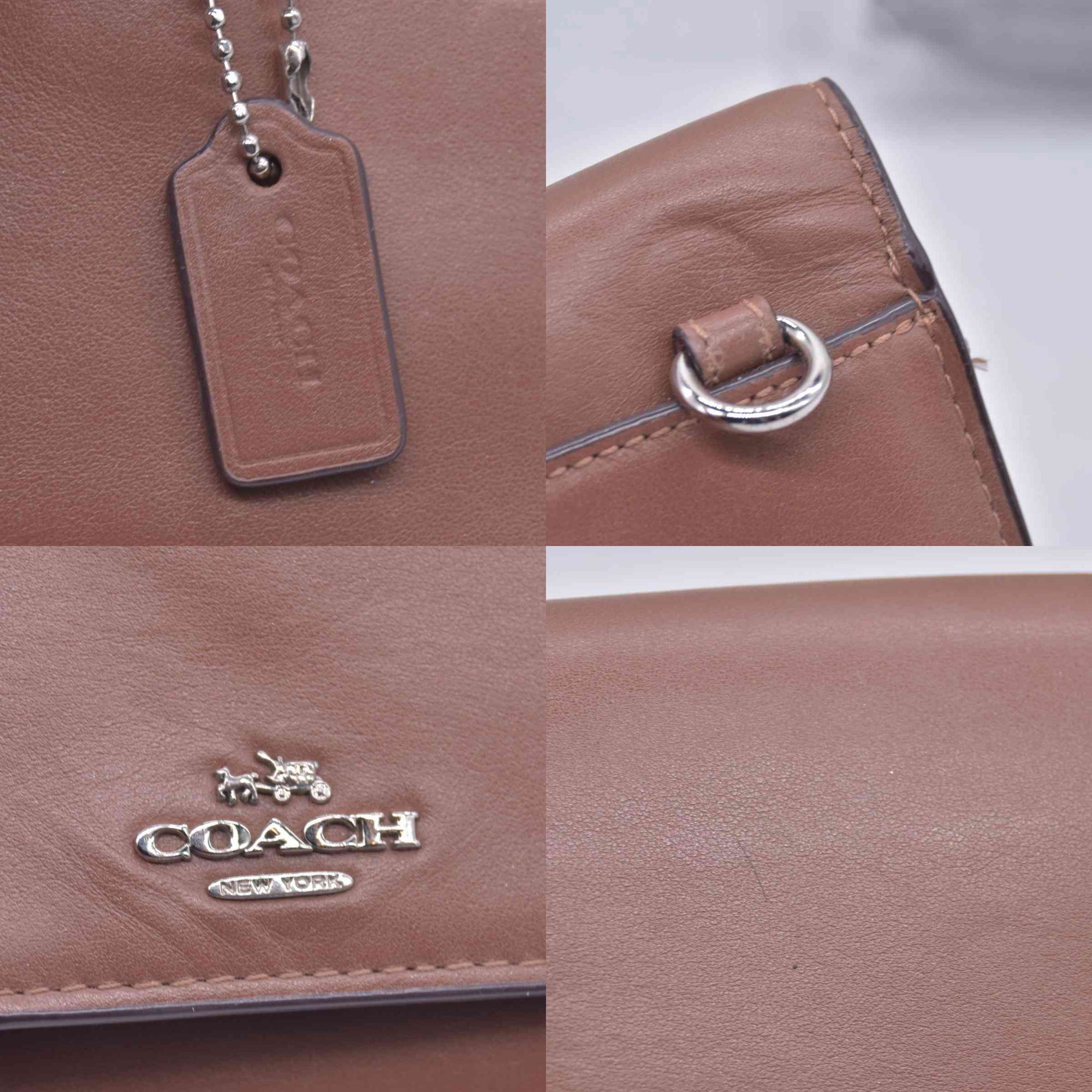 Coach Saffiano Tan Trifold Cross-grain Leather Wallet