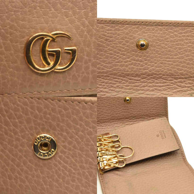 GUCCI GG Marmont Leather 6 Rings Key Case Beige