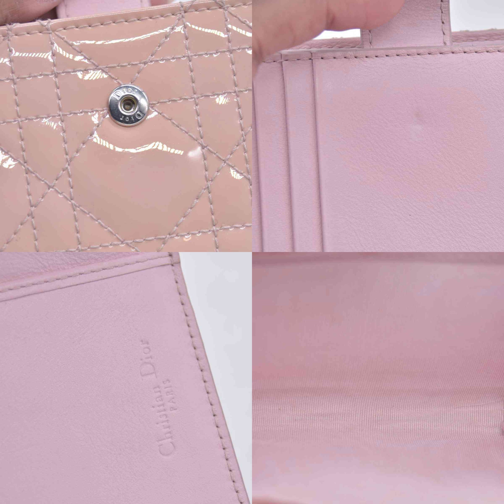 $700 CHRISTIAN DIOR Patent Cannage Lady Dior Lotus Wallet Pink CONSIGNMENT