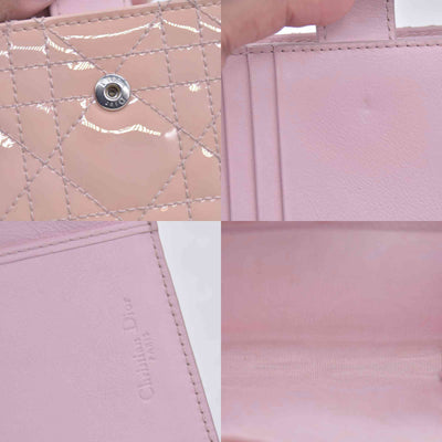 $700 CHRISTIAN DIOR Patent Cannage Lady Dior Lotus Wallet Pink CONSIGNMENT