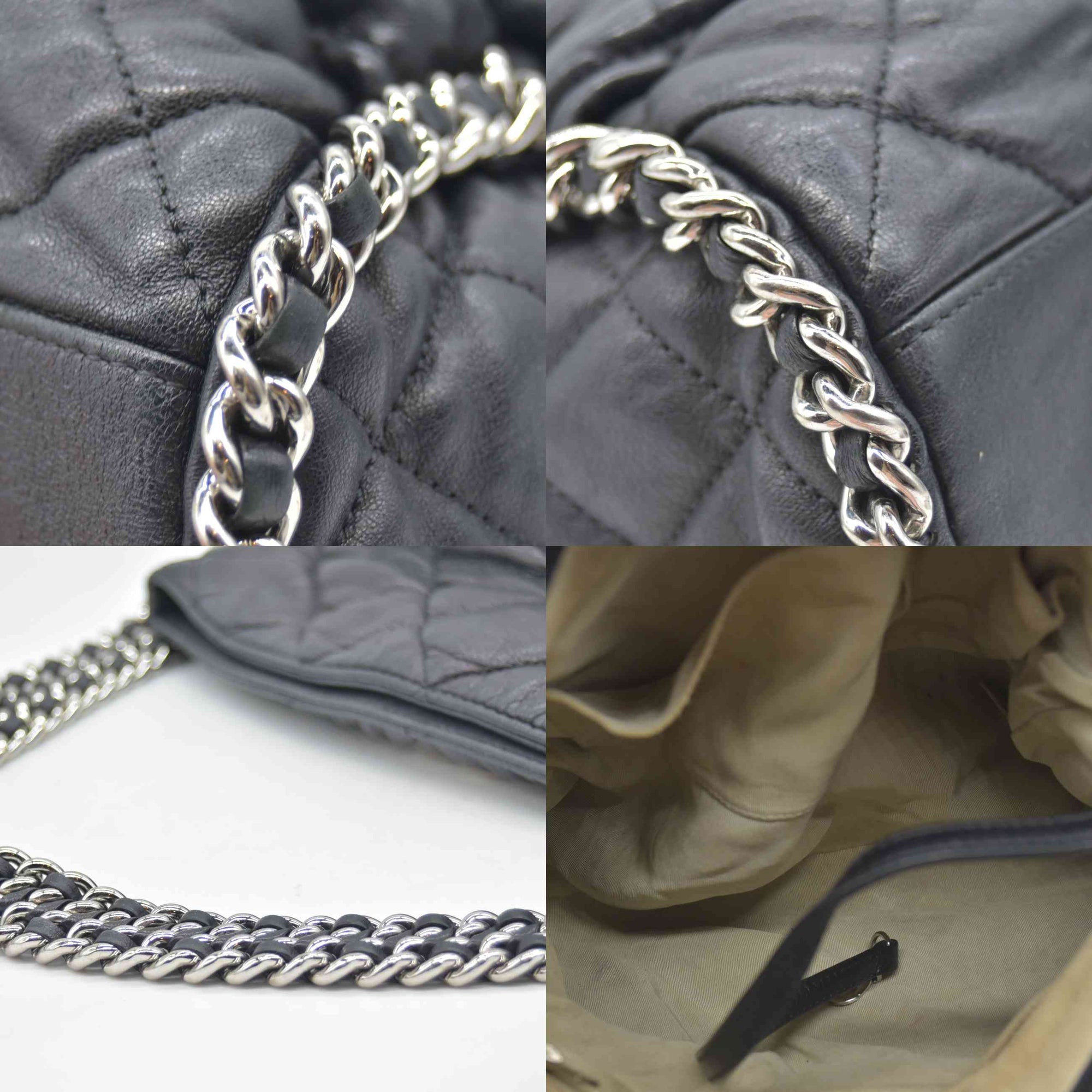 $3320 2011 Chanel Quilted Chain Me Hobo Black Chain Around