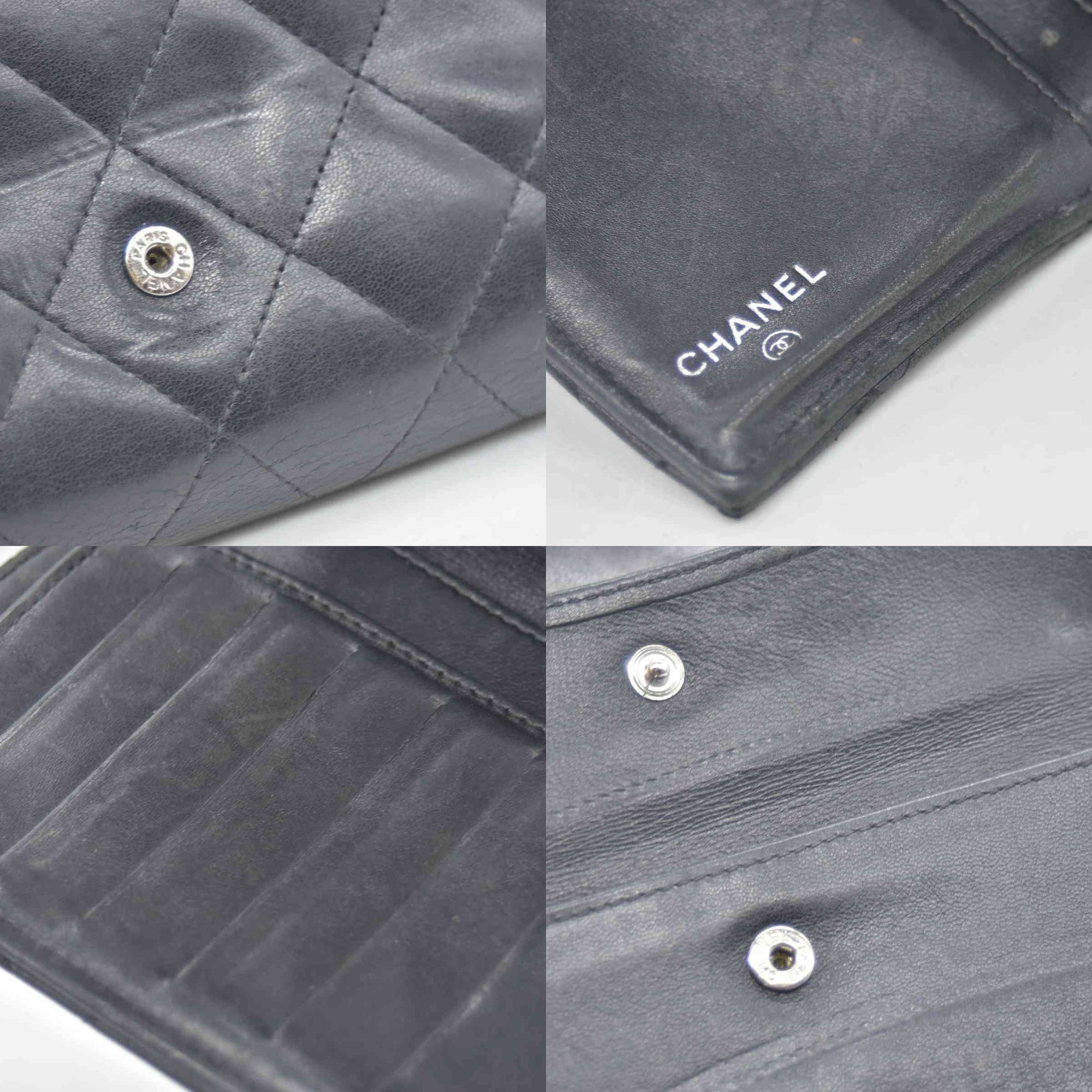 $1375 Chanel Lambskin Quilted Large Flap Wallet Black CONSIGNMENT