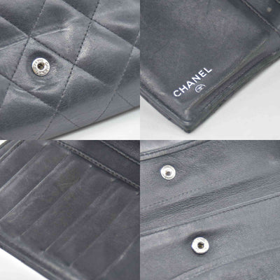 $1375 Chanel Lambskin Quilted Large Flap Wallet Black CONSIGNMENT