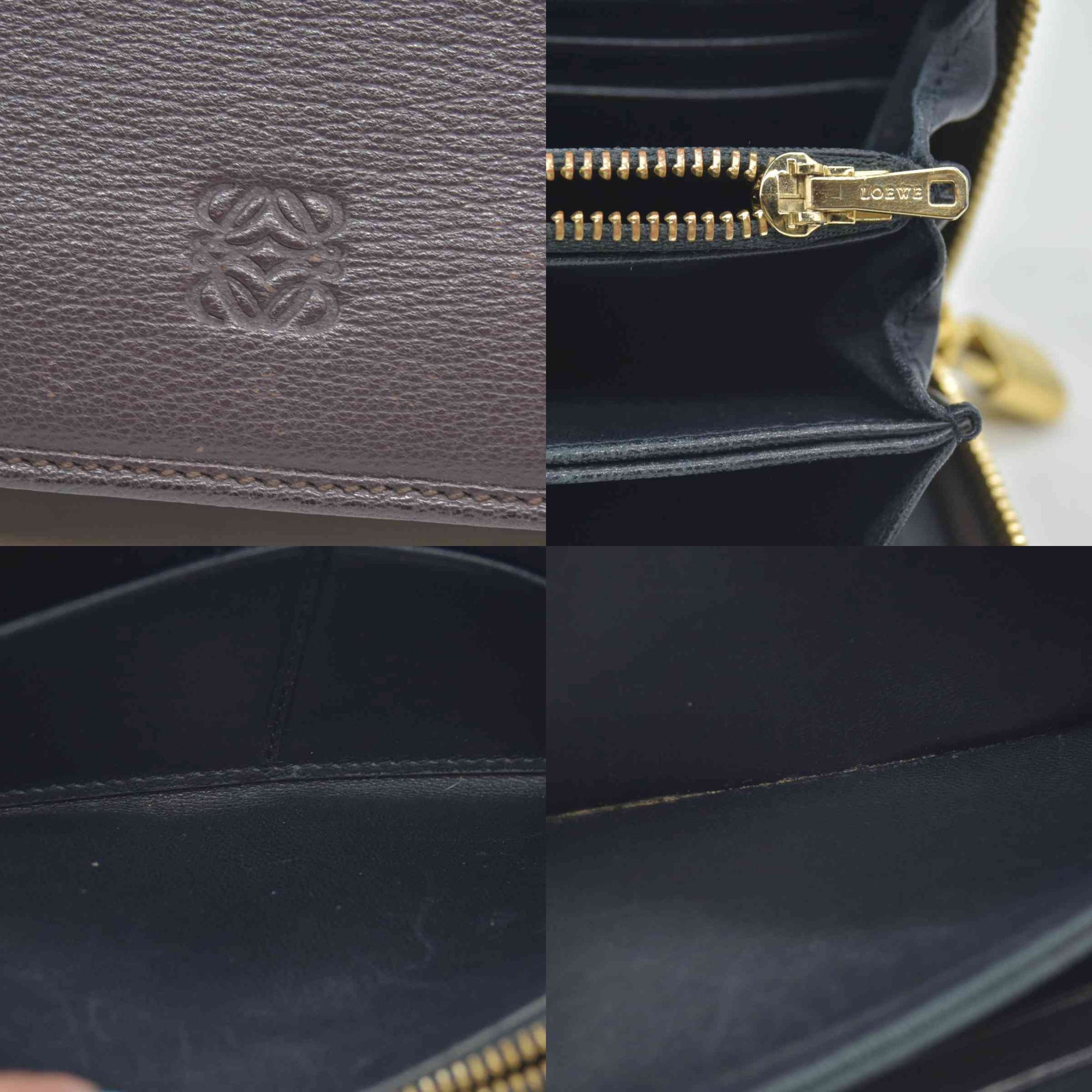 $990 LOEWE Round Zipper Long Wallet purple Anagram Wallet Leather CONSIGNMENT