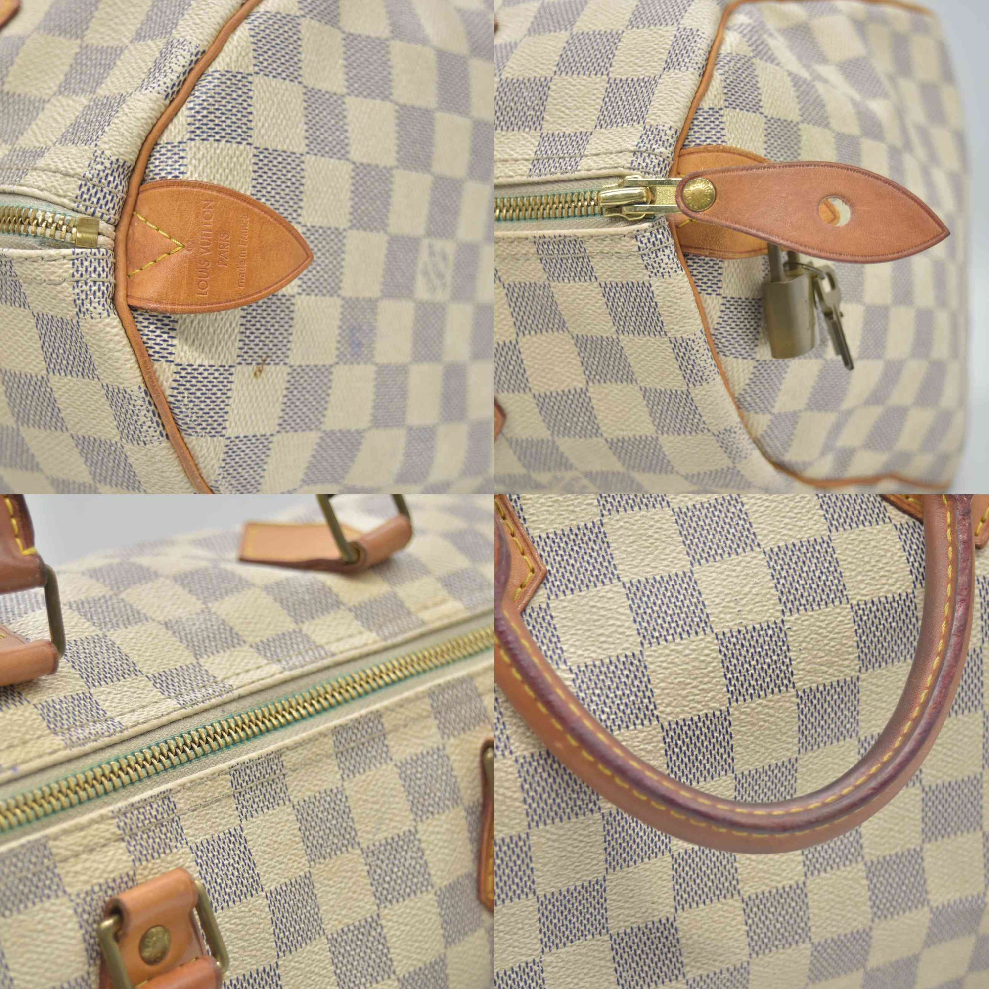 $1550 2010 Louis Vuitton Speedy 30 Damier Azur DU1170