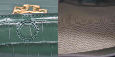 $720 TORY BURCH Britten Handbag Green Croc Embossed CONSIGNMENT