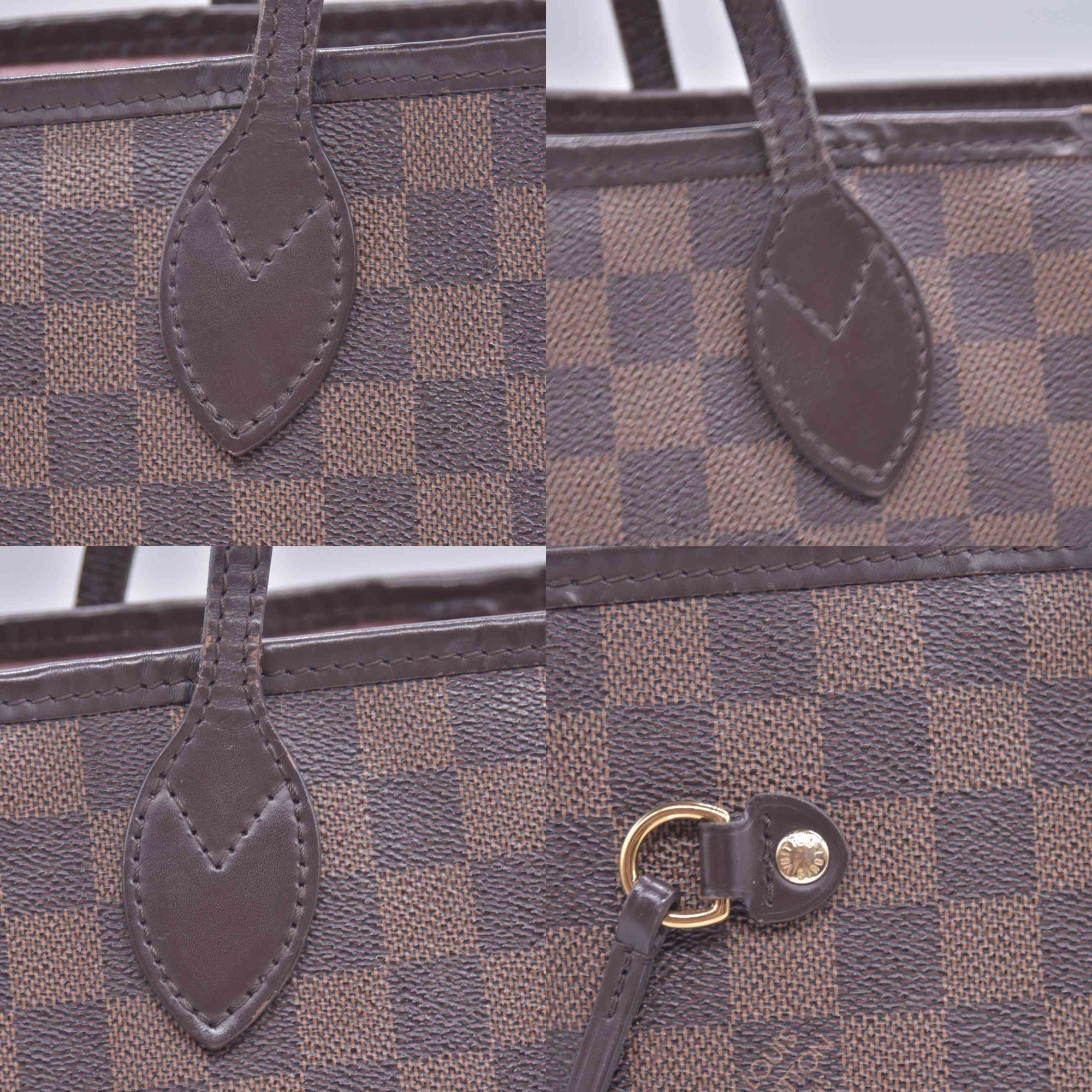 $2240 2018 Louis Vuitton Damier Ebene Neverfull MM Rose Ballerine with Pouch 10021111 SD2168