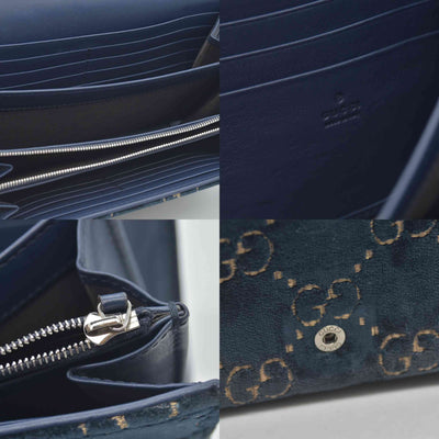 $1650 Gucci Velvet Crystal GG Monogram Mini Dionysus Chain Wallet Blue Beige Black
