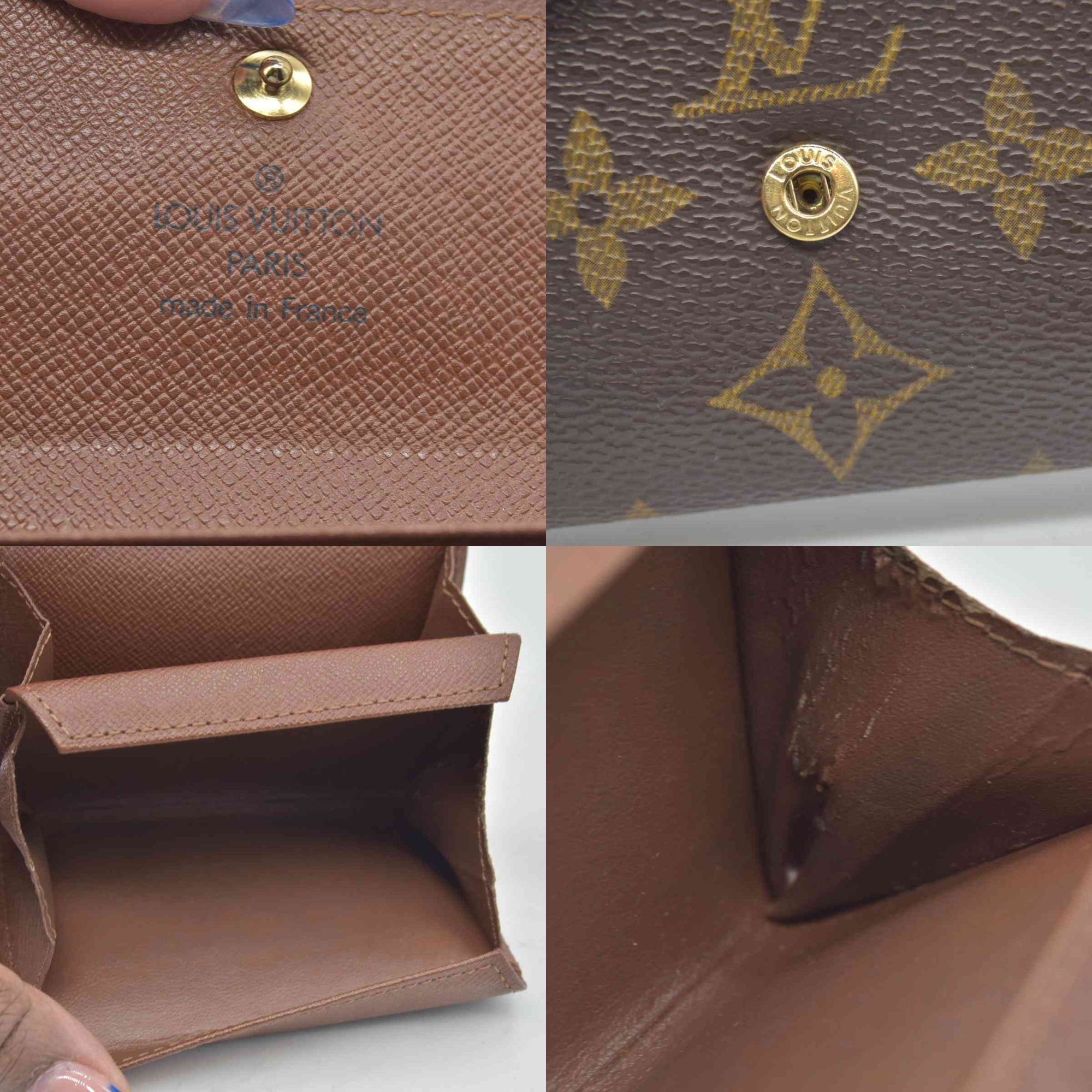 Louis Vuitton Monogram Porte Monnaie Plat Coin Purse Wallet Brown CONSIGNMENT