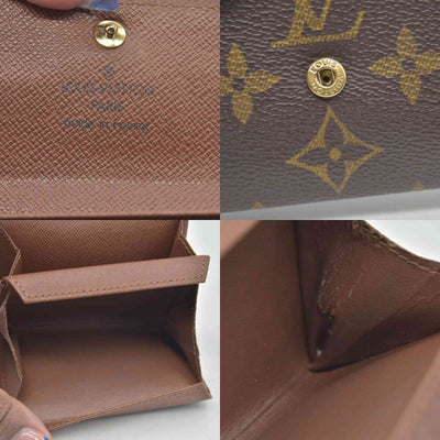 Louis Vuitton Monogram Porte Monnaie Plat Coin Purse Wallet Brown CONSIGNMENT