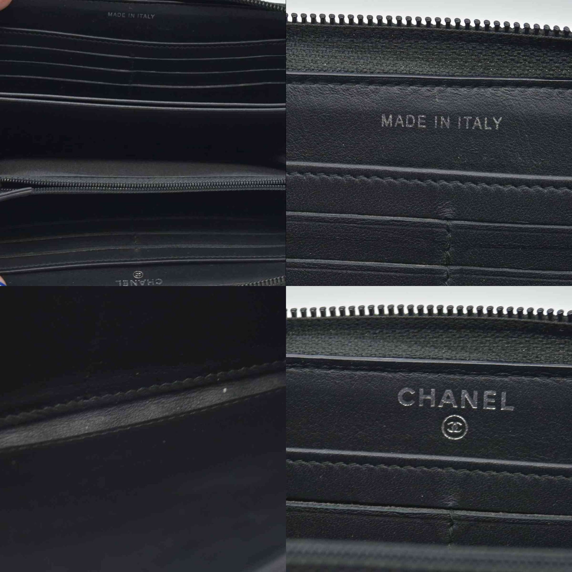 Chanel Calfskin Chevron Quilted Iridescent Zip Around Boy Wallet CONSIGNMENT