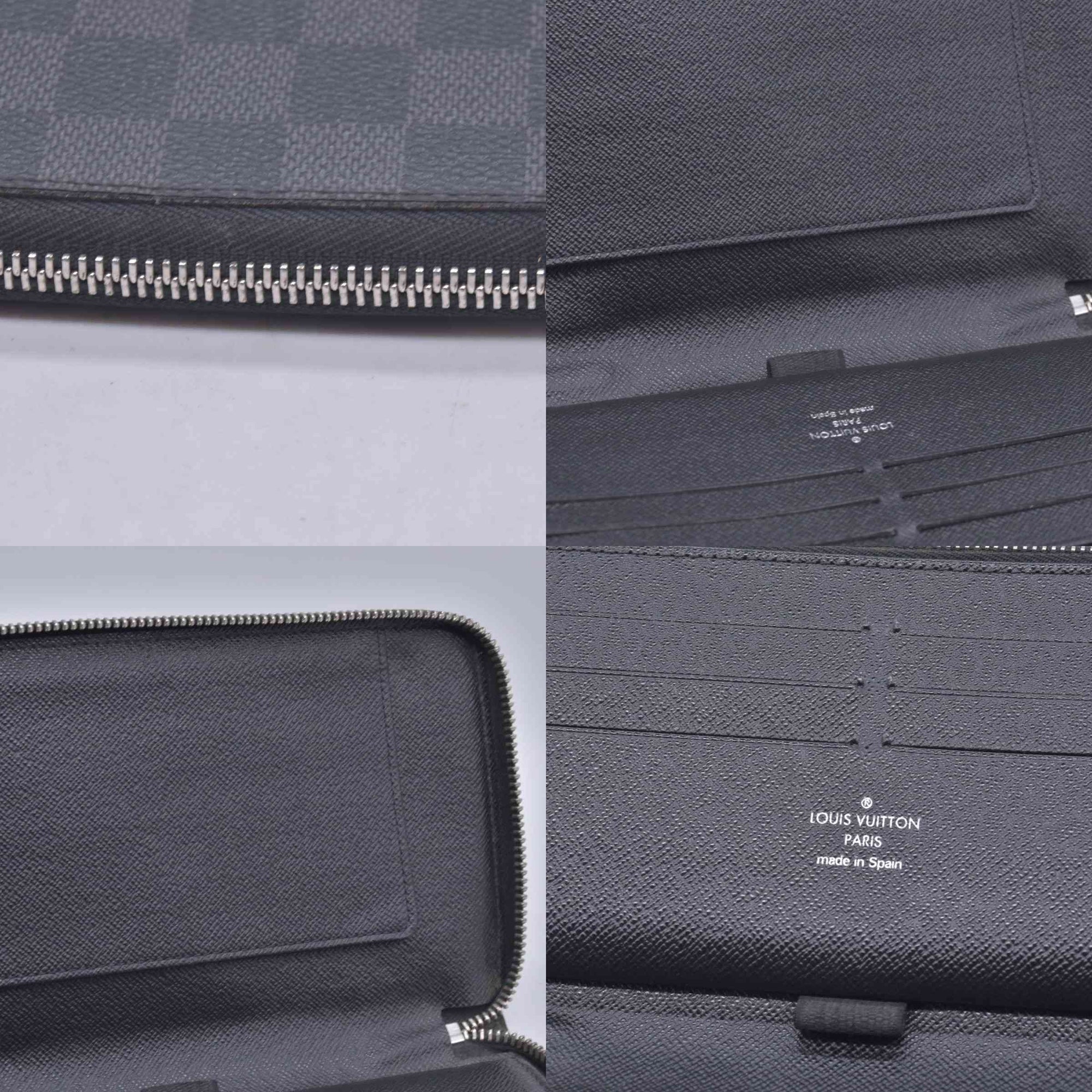 $950 LOUIS VUITTON Damier Graphite Zippy Organizer Wallet Black / Grey CONSIGNMENT 10021567
