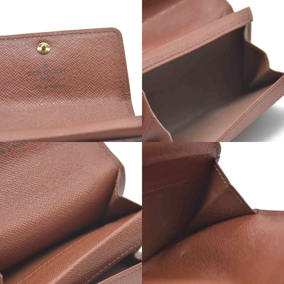 Louis Vuitton Monogram Porte Monnaie Plat Coin Purse Wallet Brown MI0011