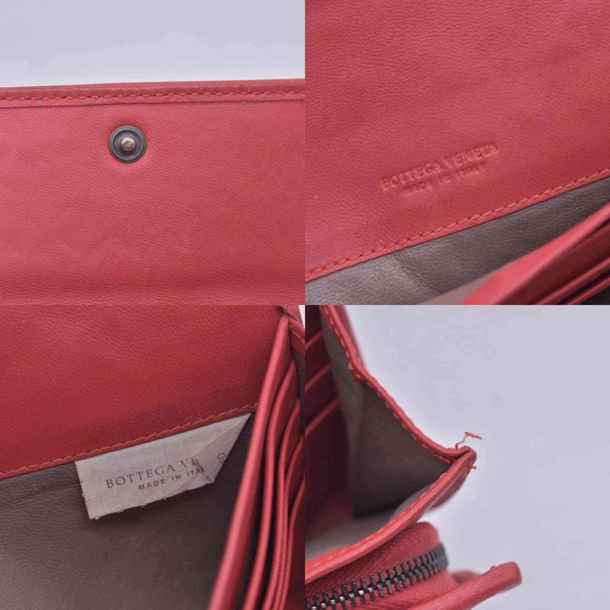 $820 BOTTEGA VENETA Nappa Intrecciato Snakeskin Continental Flap Wallet Coral PinkCONSIGNMENT 10021561