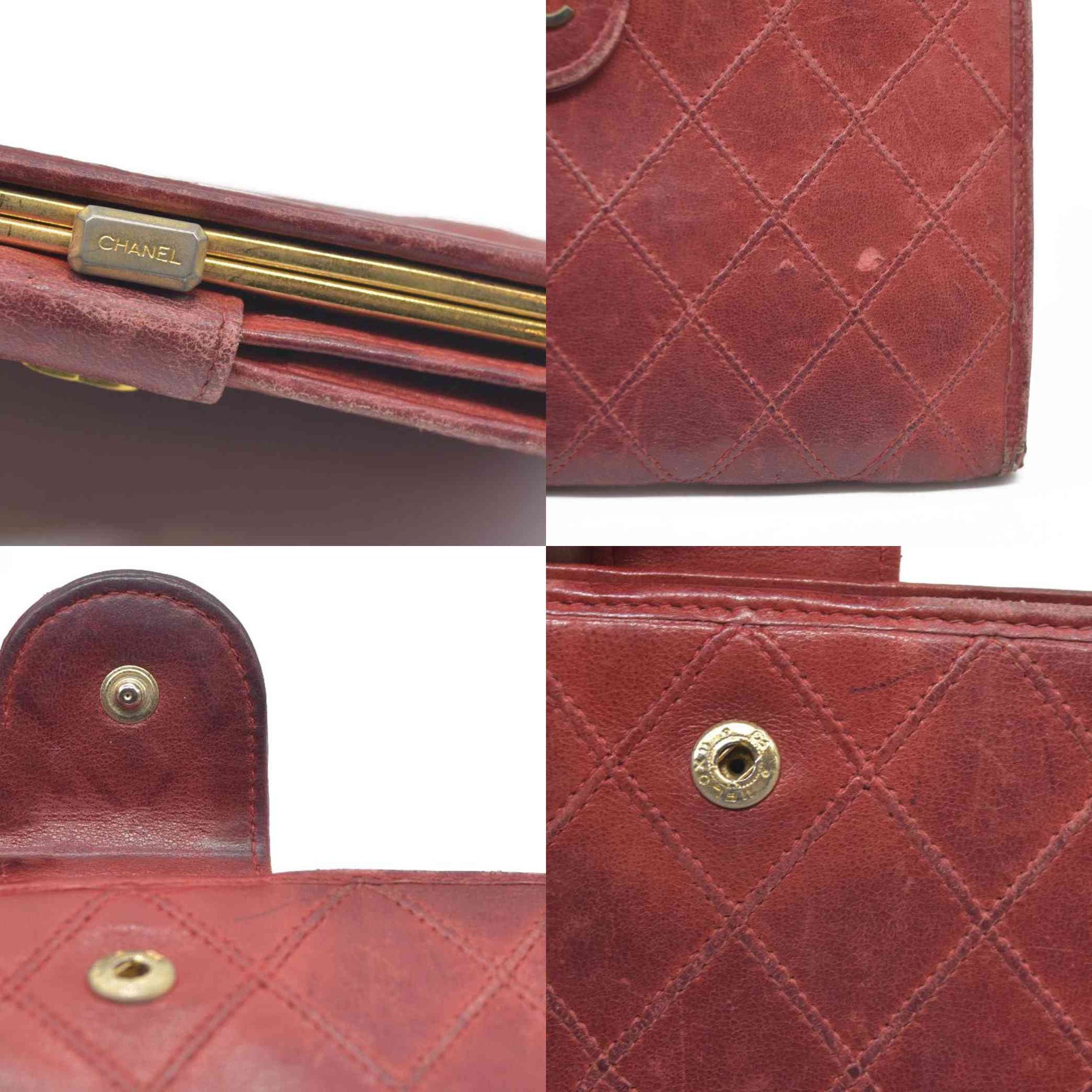 Chanel Chanel Red Lambskin Bicolore Wallet