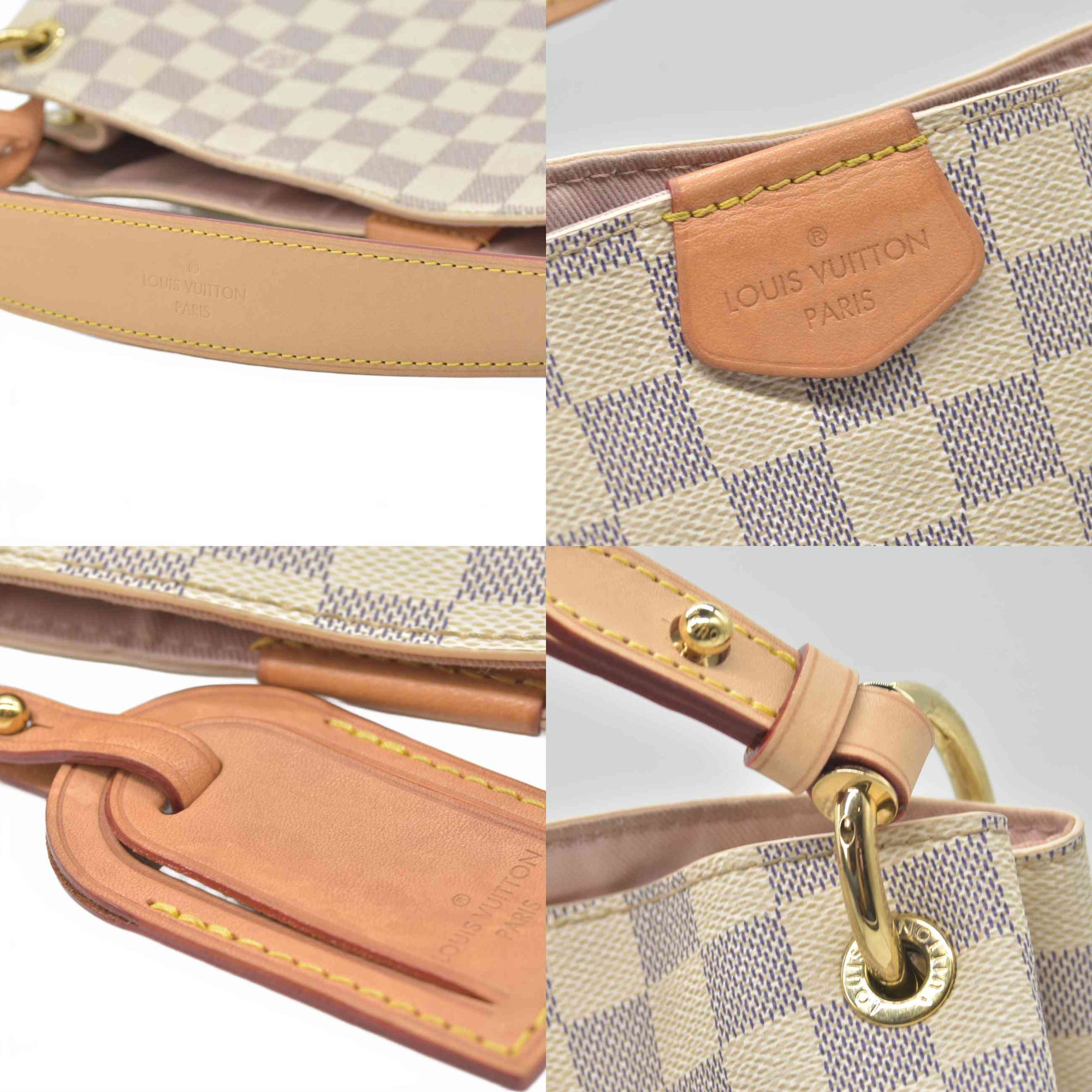 $1980 Louis Vuitton Graceful PM Rose Ballerine White Damier Azur Canvas Tote RFID