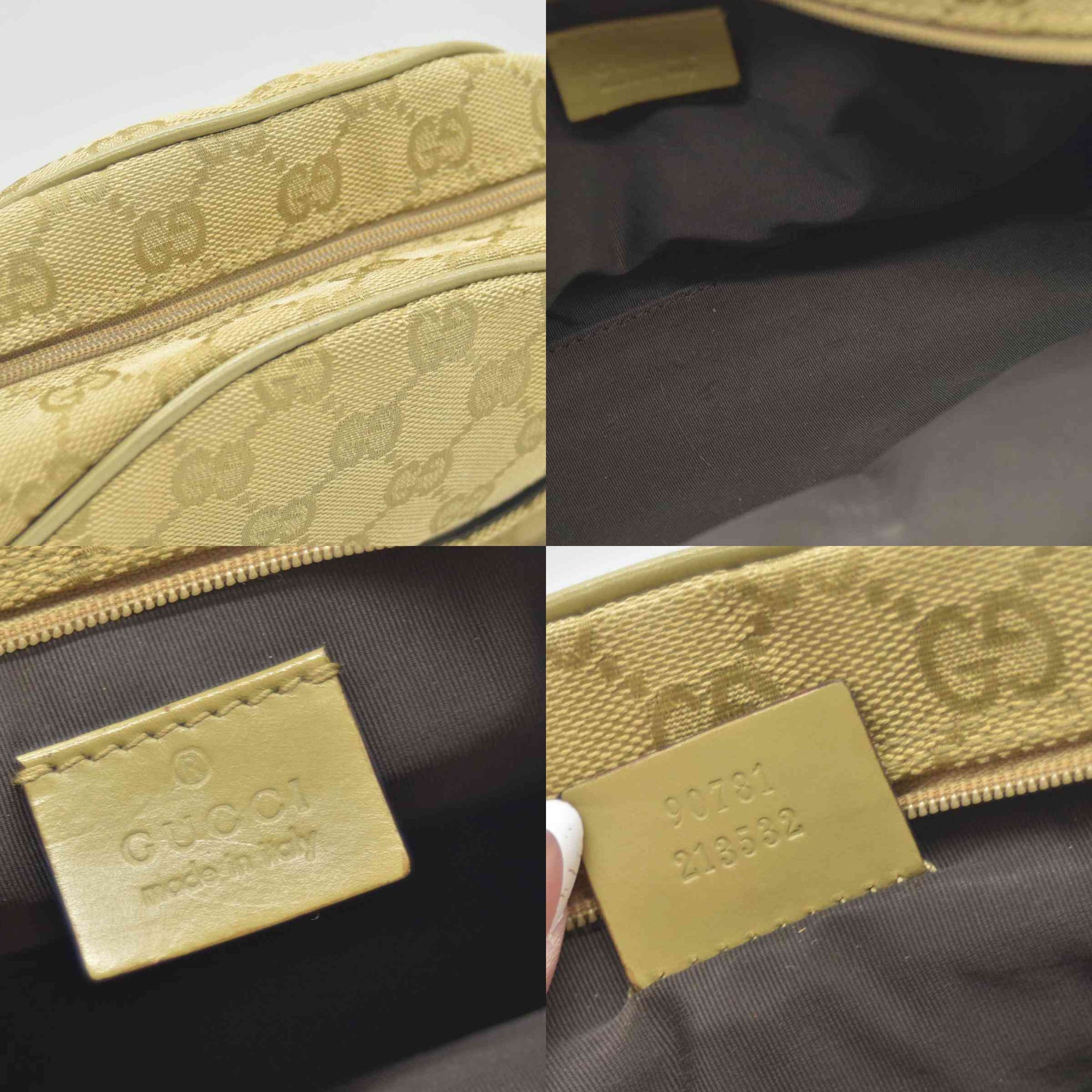 $795 Gucci  GG Canvas Half Moon Pochette CONSIGNMENT