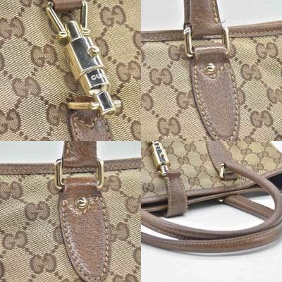 $1450 CONSIGNMENT Gucci GG Canvas Jackie Piston Lock Tote