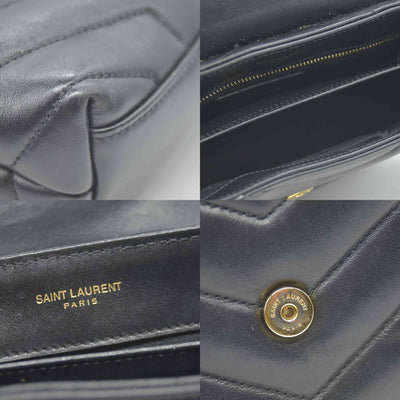 $1990 2021 Saint Laurent Calfskin Y Quilted Monogram Toy Loulou Crossbody Bag Black