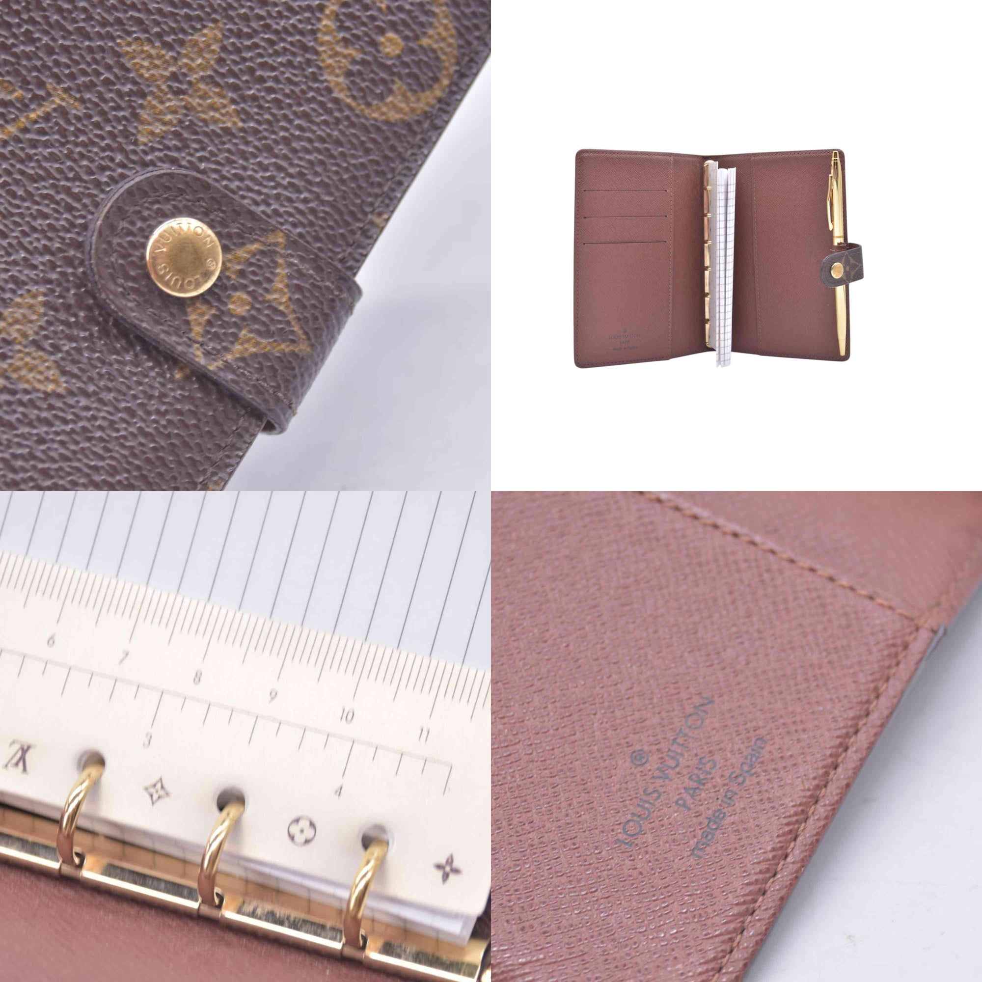 $415 2001 LOUIS VUITTON Monogram Agenda PM Small Ring Planner Cover Brown CA1011 CONSIGNMENT 10021429