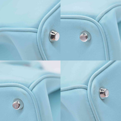 $3200 CHRISTIAN DIOR Lady Dior Medium Leather Tote Sky Blue CONSIGNMENT 10021442
