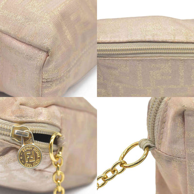 $1075 FENDI Chain Zucca Canvas Shoulder Bag Beige