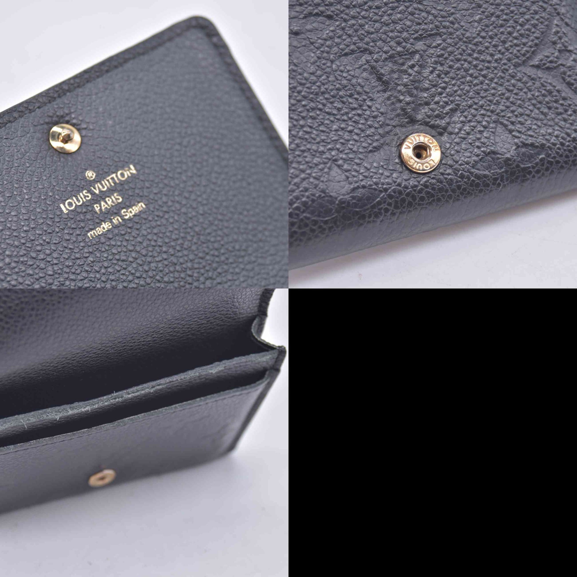 $480 2016 Louis Vuitton Empreinte Business Card Holder Black CA1196