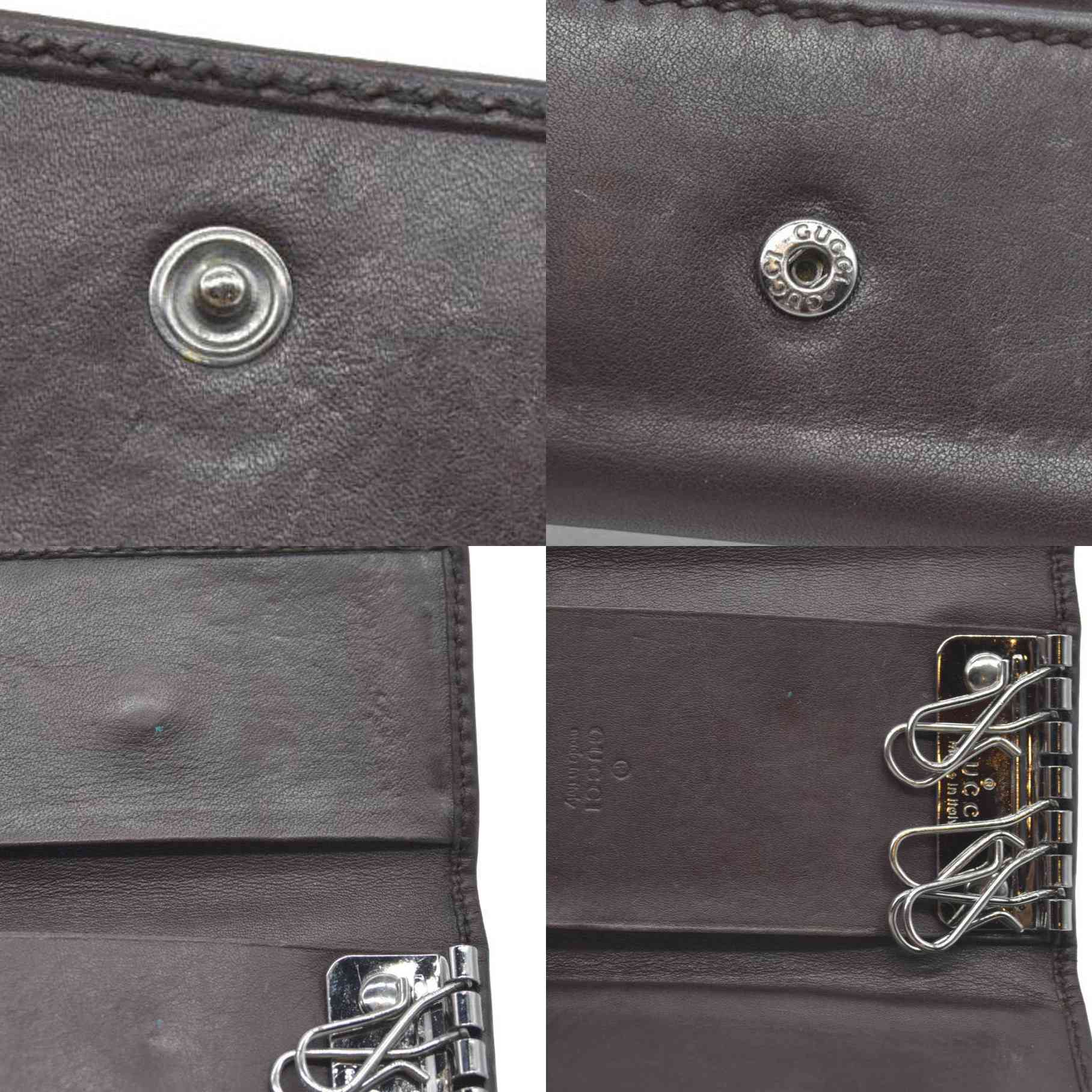 GUCCI Double G Leather 6 Ring Key Case Brown