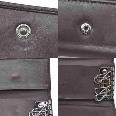 GUCCI Double G Leather 6 Ring Key Case Brown