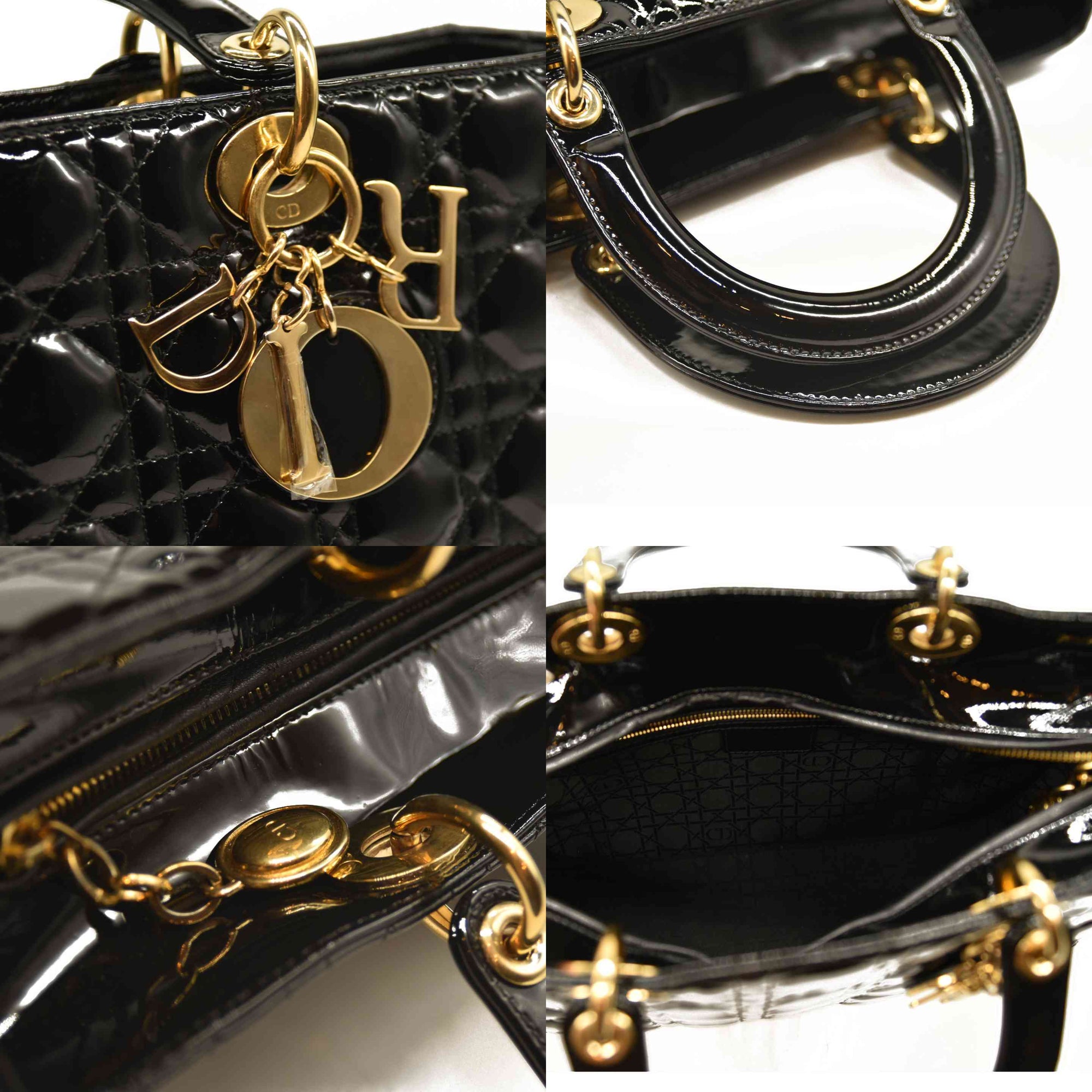 Christian Dior  Patent Cannage Large Lady Dior Black