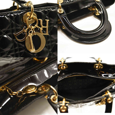 Christian Dior  Patent Cannage Large Lady Dior Black