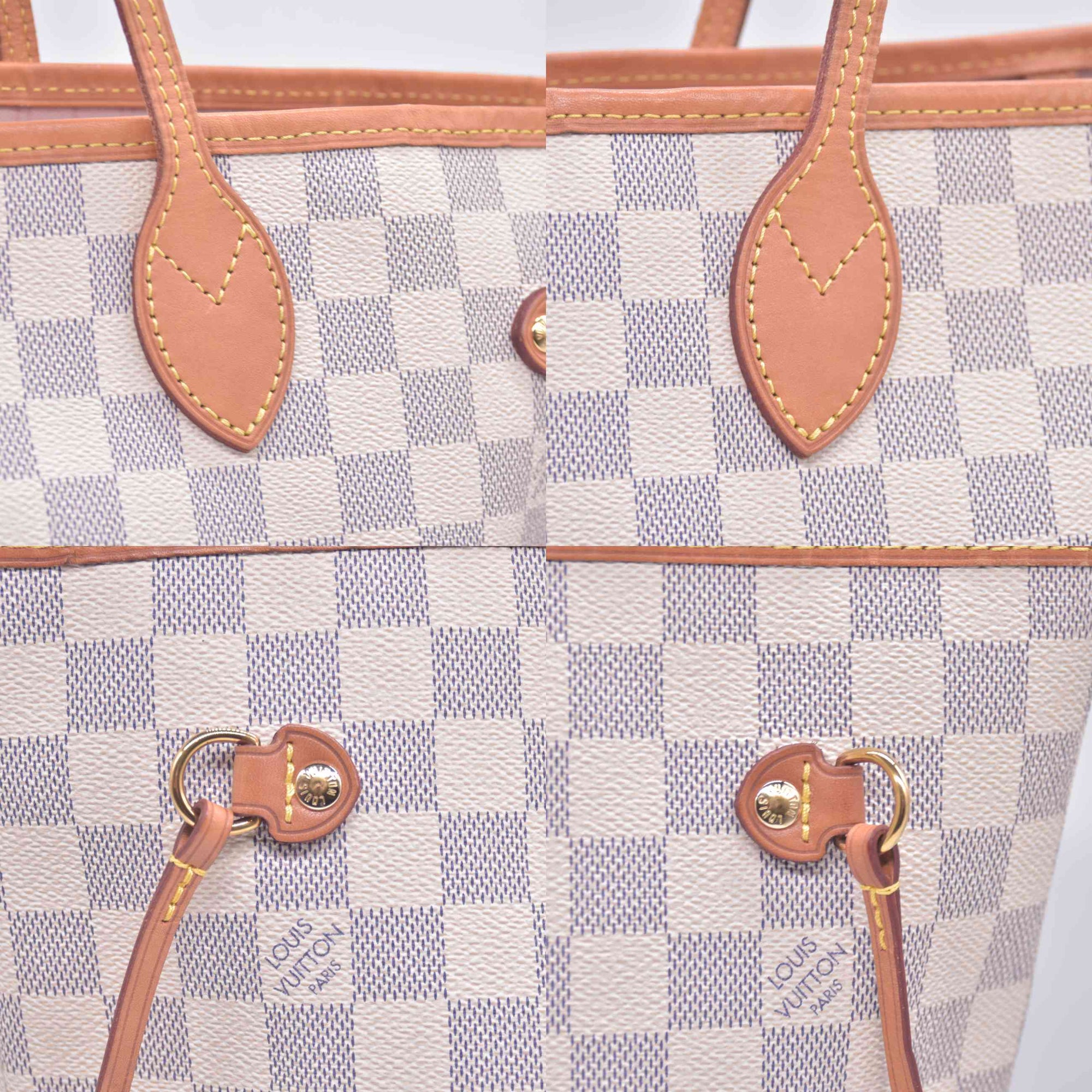 $2240 2019 Louis Vuitton Damier Azur Neo Neverfull MM Rose Ballerine FL0169