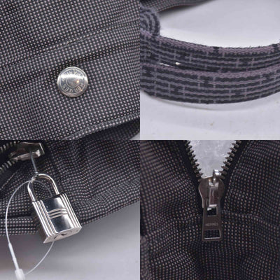 $850 HERMES Herline MM Grey Canvas Tote Bag CONSIGNMENT 10021621