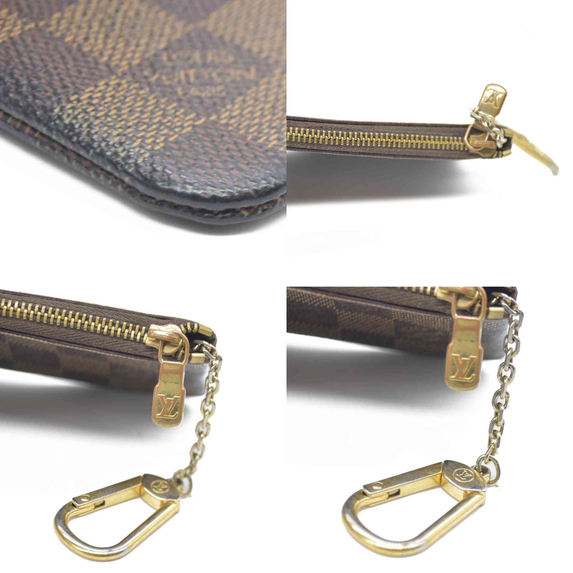 Louis Vuitton Damier Pochette Cles Wallet Coin Purse Brown CA0037