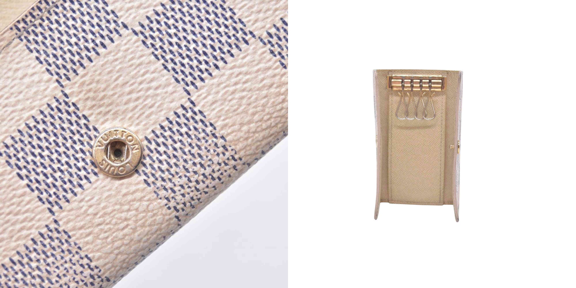 $330 2012 LOUIS VUITTON Damier Azur 4 Key Holder CT3162 CONSIGNMENT 10021446