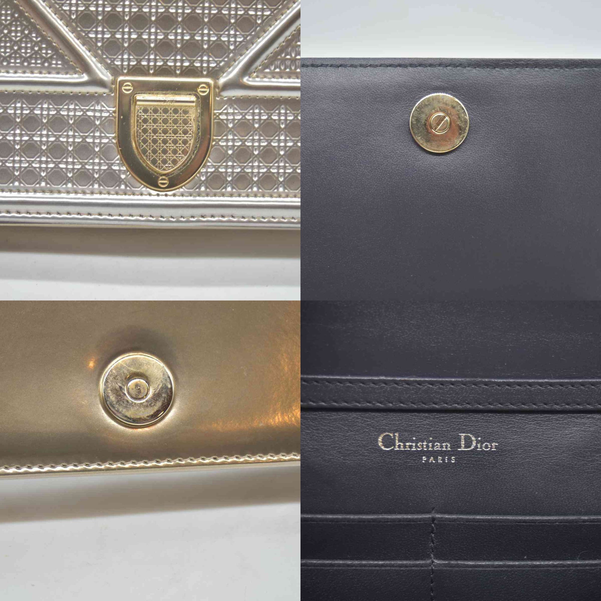 $2700 Christian Dior Cannage Diorama Metallic Silver