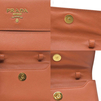 PRADA Logo Saffiano Leather Multi Pouch Orange
